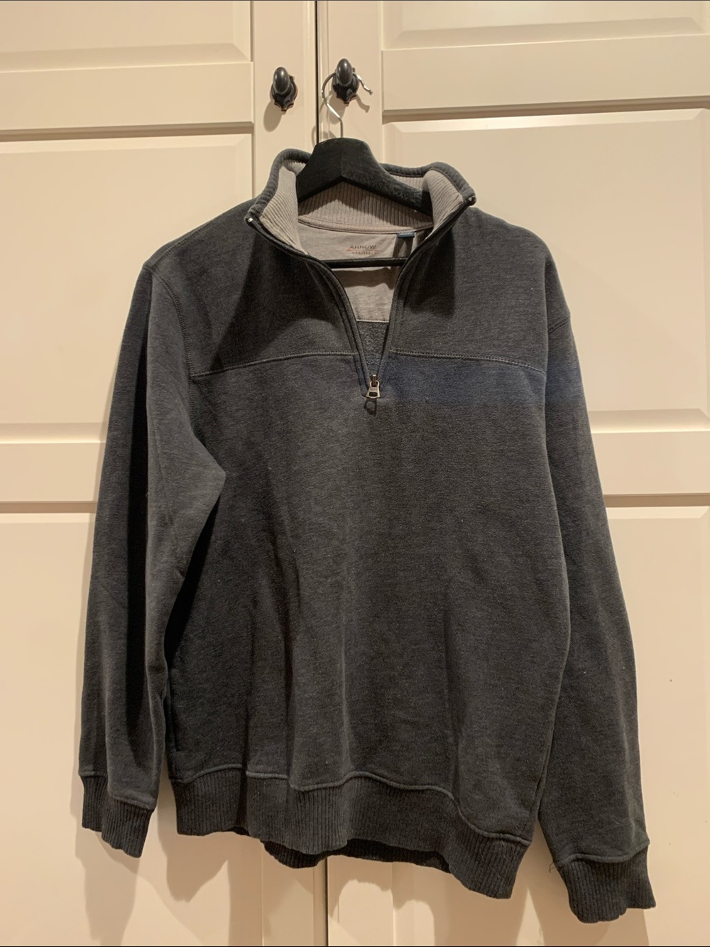 Arrow Men's Zip-Neck Pullover Sweater in Charcoal VERY SOFT